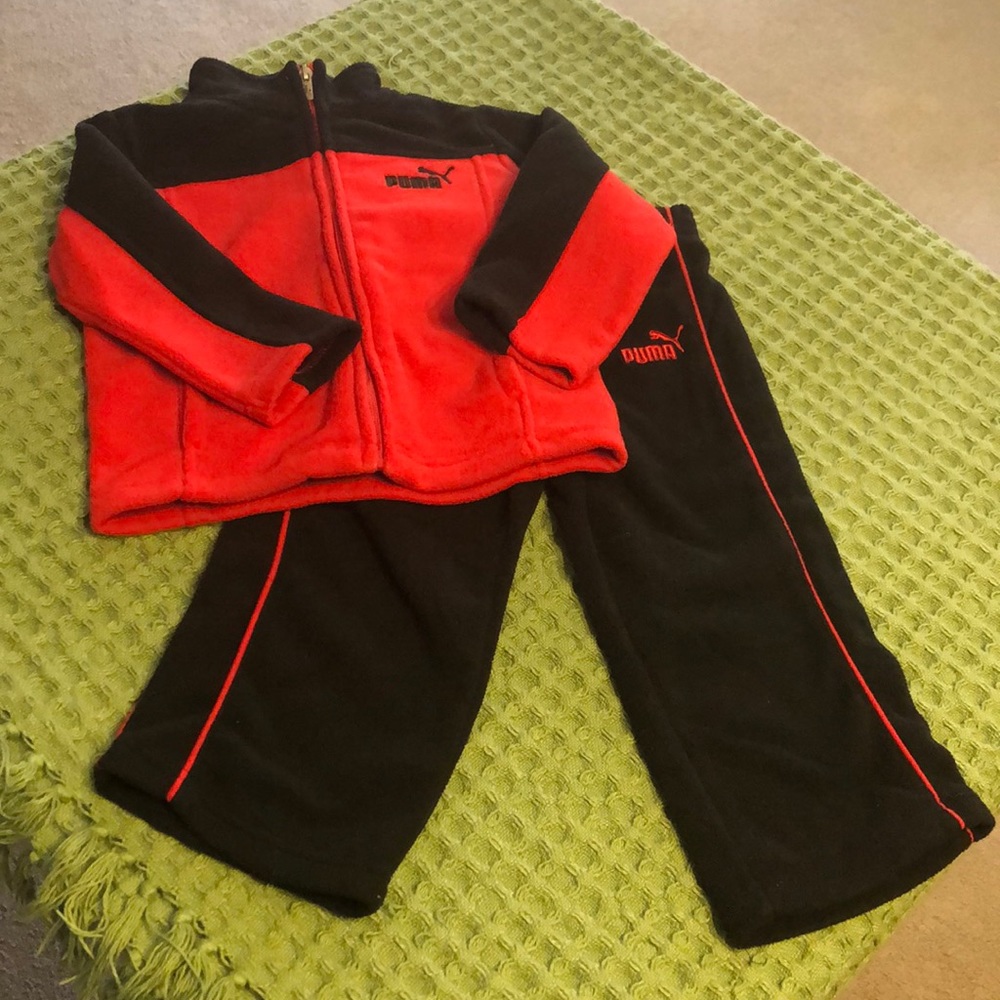 Little Boys Puma Red and Black Warmup